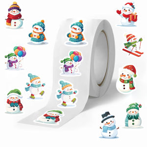 500pcs Childrens Christmas Rewards Stickers Roll Cute Cartoon Snowman Clipboard Festivals Gift Decoration Pattern Labels