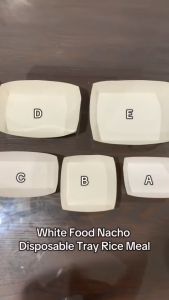 [50 pcs] White Food Nacho Disposable Tray Rice Meal