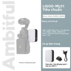 AMBITFUL | Đèn Video LED Ambitful ML01 2800K-5800K Mini Từ Tính Kèm Hộp Bảo Vệ Dành Cho Camera Hành Động DJI Pocket 3