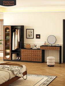 HANYUAN | Bedroom Real Wood Clothes Rack