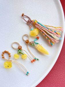 Natural Honey Amber Turquoise Pendant Bellflower Osmanthus Heart Carrot Sideload Run Ring Accessories Fashion Jewelry