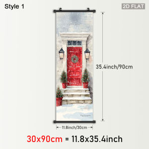 VIKAMA Scandinavian-Style Christmas Scroll Tapestry Merry Christmas Wreath with Reindeer Wall Art Christmas Home Decor