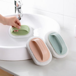 2pcs Handle Cleaning Brush Bathroom Tile Brush Kitchen Cleaning Brush Pot Washing Magic Sponge Bathtub Brush
