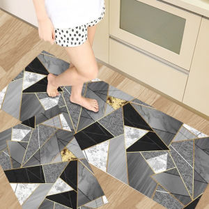 2PC Modern Light Luxury Geometric Kitchen Carpet Living Room Anti Slip Floor Mat Minimalist Sofa Coffee Table Foot Rug Decor