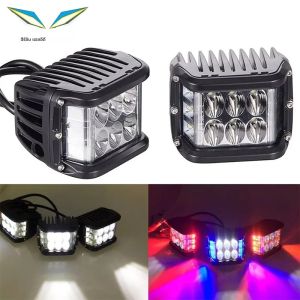 4 "ไฟ LED ทำงานคู่สำหรับทางวิบากรถบรรทุก UTV รถแทรคเตอร์สีเหลืองอำพันแดงฟ้า