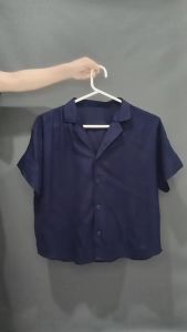 Delvina Kemeja Lengan Pendek Wanita / Atasan Basic polos Wanita / Korean Style / Kemeja Katun Rayon