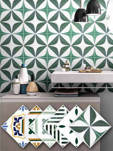Waterproof Self Adhesive Wall Tiles Kitchen Bathroom Decorative Stickers Hotel Restaurant Decoration Retro Floral Tile Stickers