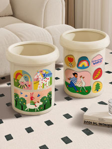 ถังขยะแบบถังโลหะขนาดใหญ่ความจุ 12 ลิตร ทนทาน ไร้ฝา รูปการ์ตูน สำหรับห้องครัว ห้องน้ำ ห้องนั่งเล่น อุปกรณ์ทำความสะอาดบ้าน