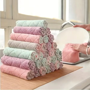 10pcs Soft Absorbent Cleaning Rags - Multi Household Wipes for Dishes & Bathroom Quick-Drying Hand Towels Reusable Dishcloths.
