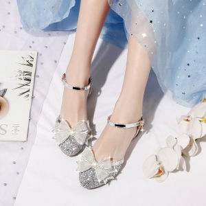 Princess Sandals for Girls Crystal High Heel Performance Shoes Summer New Arrival Childrens Fashionable Slip-On Rubber Sole