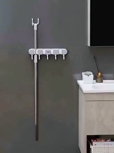 ราวแขวนไม้กวาด ที่แขวนไม้กวาด ที่แขวนฝึกบัวที่แขวนแปรงขัด ห้องน้า ที่แขวนของใช้ภายในบ้าน