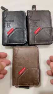 Mini Man Cardholder Wallet Kingdushi K96-15 Dompet Uang Kartu Minimalis Muat LM Emas PU Leather Kuat