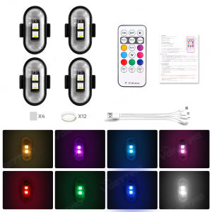 USB Rechargeable LED Strobe Lights 4/8PCS Flashing Warning Lamp For Motorcycle Bike Drone RC Airplane Helicopter Indicator Light