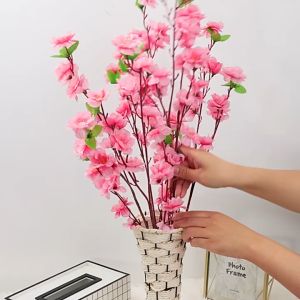 Bunga Cherry Blossom Tangkai Plastik Artifisial Daun Sakura Artificial Meihua Meihwa Imlek Tanaman Hias BG33