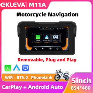 EKLEVA 5.0 inch Wireless CarPlay Moto Android Auto Portable Digital Motorcycle Dashboard Motorcycle Navigation Display Screen