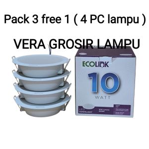 Ecolink lampu Downlight LED 35W 7W 10W 14W pack 3 free 1 isi 4 PC lampu cahaya putih 6500K