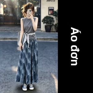 Karrar betsey | Bộ Áo Không T Tay và Chân Váy Dài Phong Cách Hàn Quốc