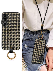 Icool Luxury Plaid Silicone Phone Case for Samsung S23 Full Edge Protection Diamond Rhinestone Womens Style Compatible with S24 S25 Note20 Ultra