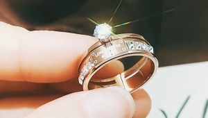 Ring Gold 916 Original Womens single diamond rose gold ring Korean version of personality fashion ring jewelry couple rings