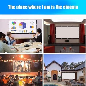 【🥇4K HD】FINTEX 84/100/120 inch 16:9 Portable Projector Screen HD Foldable Projection Screen White for Wall Mounted Home Theater Bar Travel