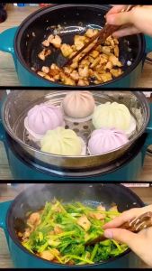 Nồi Lẩu Đa Năng 2 Tầng Bếp Điện Thông Minh Công Suất Lớn 1000W Kèm Giá Hấp Inox