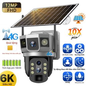 Camera IP 4G 12MP 6K Ba Ống Kính Zoom Quang Học 10x Tầm Nhìn Ban Đêm Giám Sát An Ninh Hỗ Trợ Thẻ SIM 4G Sử Dụng Trong Nhà/ngoài Trời