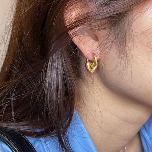 Gold Plated Copper Earrings Womens Versatile Heart Shaped Dangle Earrings Fashionable Jewelry Accessories Glossy Matte