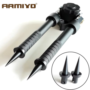 Armiyo 2pcs/lot Aluminum Alloy V8 Bipod Spikes Feet Holder Adapter Quick Install Release Replacement Hunting Accessories