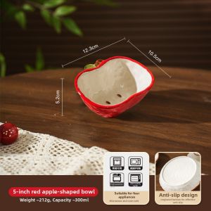 TINY HOME | Ceramic Apple Patterned Rice Bowl Cute and Attractive