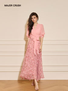 Gentle Rose Pink One-Piece Top & Tango Print Skirt Set