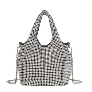 2023 New Luxury Diamond Handbag Bucket Bag Womens Shoulder Bag Casual Style Zipper Closure Artificial Leather Material