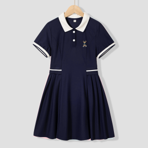 spao | Polo Collar Summer School Style Slim Fit A-line Dress