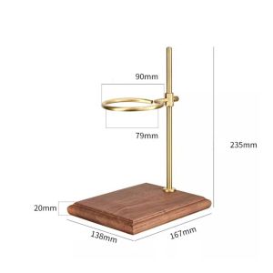 Hand-Pour Coffee Rack with Wooden Base | Brass-Colored Metal Support Space-Saving Design Pour over Coffee Stand for Kitchen