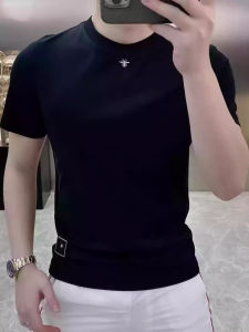 Áo Thun Nam Tay Ngắn Mùa Hè in Họa Tiết Thời Trang Mới Đa Năng Thường Ngày Cotton Thoáng Khí Không Cần Ủi Áo Thun Cổ Tròn