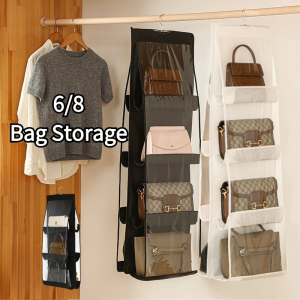 6/8 Pockets Bag Storage Clear Hanging Handbag Dustproof Storage Bag Household Organizer Holder Hanger