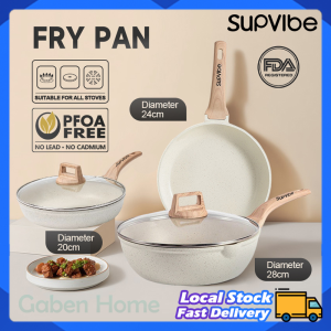 SUPVIBE Fry Pan With Lid 20/24/28CM Non Stick Egg Breakfast Cooking Pan For All Stoves Smokeless Omelet Pans 煎锅