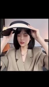 Mũ cói rộng vành chống tia UV HEELN KIMA NSKL chống nắng nửa đầu mũ cói đi biển che nắng
