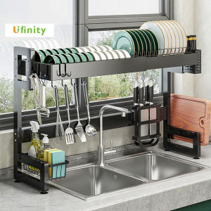 Lifinity Dish Drainer Rack Expandable & Height Adjustable Kitchen Organizer Storage Shelves Over Sink Dish Drying Rack