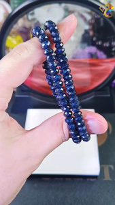Graduation Grade Natural Faceted Blue Sapphire Abacus Bracelet