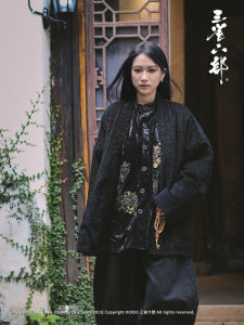 New Chinese Style Snake Year Python Pattern Cotton Lined Mens Dao Pao Outerwear Celebratory Clothing Three Provinces Six Ministries