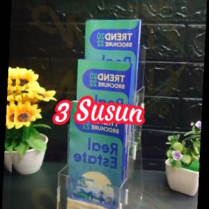 Tempat Brosur Akrilik / Display Brosur Acrylic / Rak Brosur Uk. 1/3 A4 Lipat Tiga 3 Susun Knock Down Organiser Meja Acrylic - Lazada