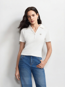 Vero Moda | New Autumn Removable Brooch Rib Texture Raglan T-shirt