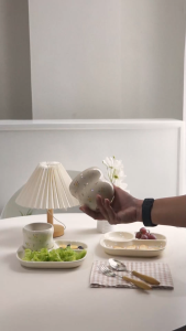 Uram Ceramic Cup and Plate Aesthetic ala Korean Cafe/Magkuk Sup Gelas Minum dan Piring Sekat Keramik Motif Bunga Korea Estetik/Drink Mug Coffee Tea and Plate Flower/Gelas dan Piring Keramik Tebal Motif Bunga Cantik/Property Foto Konten