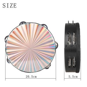 IRIN | IRIN 8 Inch Tambourine Dành Cho Trẻ Em Đôi Hàng Jingles Với Bảng Điều Khiển Ánh Sáng Đầy Màu Sắc Âm Nhạc Giác Ngộ Đồ Chơi Bộ Gõ Quà Tặng