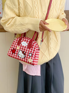 Fashionable Mini Shell Handbag Womens Plaid Single Shoulder Crossbody Bag Cute Checkered Shell Pouch for Young Girls