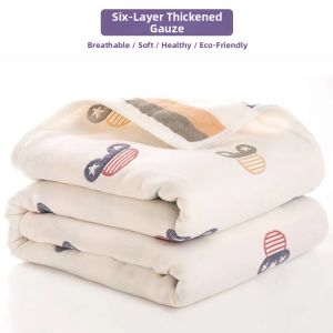 Cartoon Patterned Cotton Gauze Summer Blanket