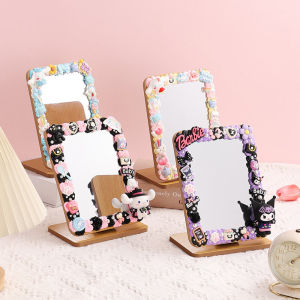 Cartoon Clow M Big Ear Dog Cream Glue Handmade Material Mirror Folding Makeup Mirror Student Dormitory Portable Mirror