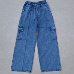 Celana Panjang Kulot Cargo Jeans Anak Perempuan Korean Style