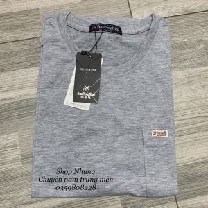 Áo phông áo thun cổ tròn nam trung niên chất cotton 100% thấm mồ hôi thoáng mát