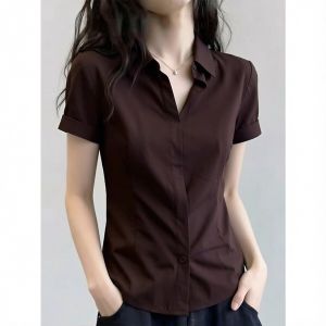 AIYITI | Unique Elegant Coffee Short Sleeve Shirt